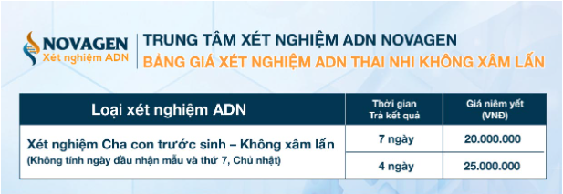 gia xet nghiem adn thai nhi khong xam lan